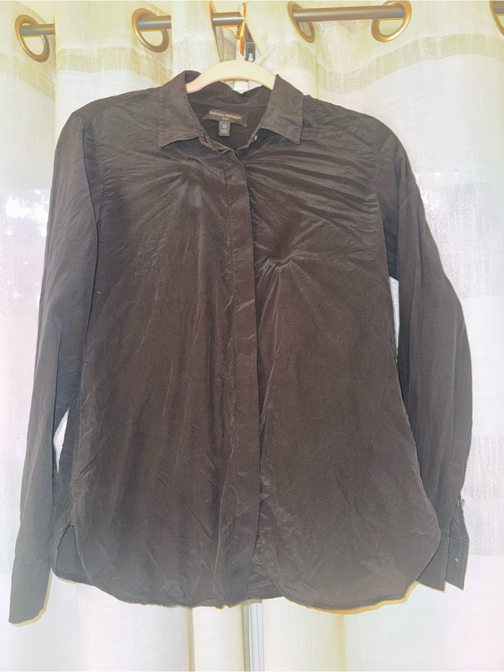 Banana Republic Silk Button Down in Black Size XS